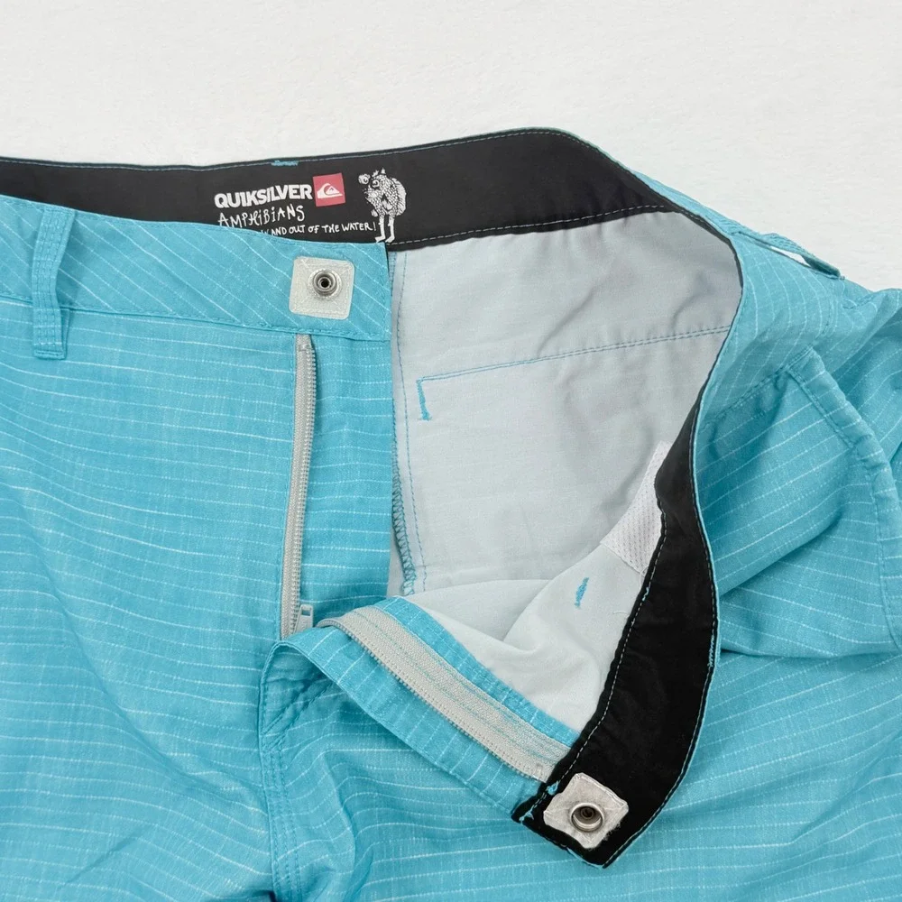 Quiksilver Amphibians Hybrid Shorts Men 36 Blue Surf Board shorts Striped great